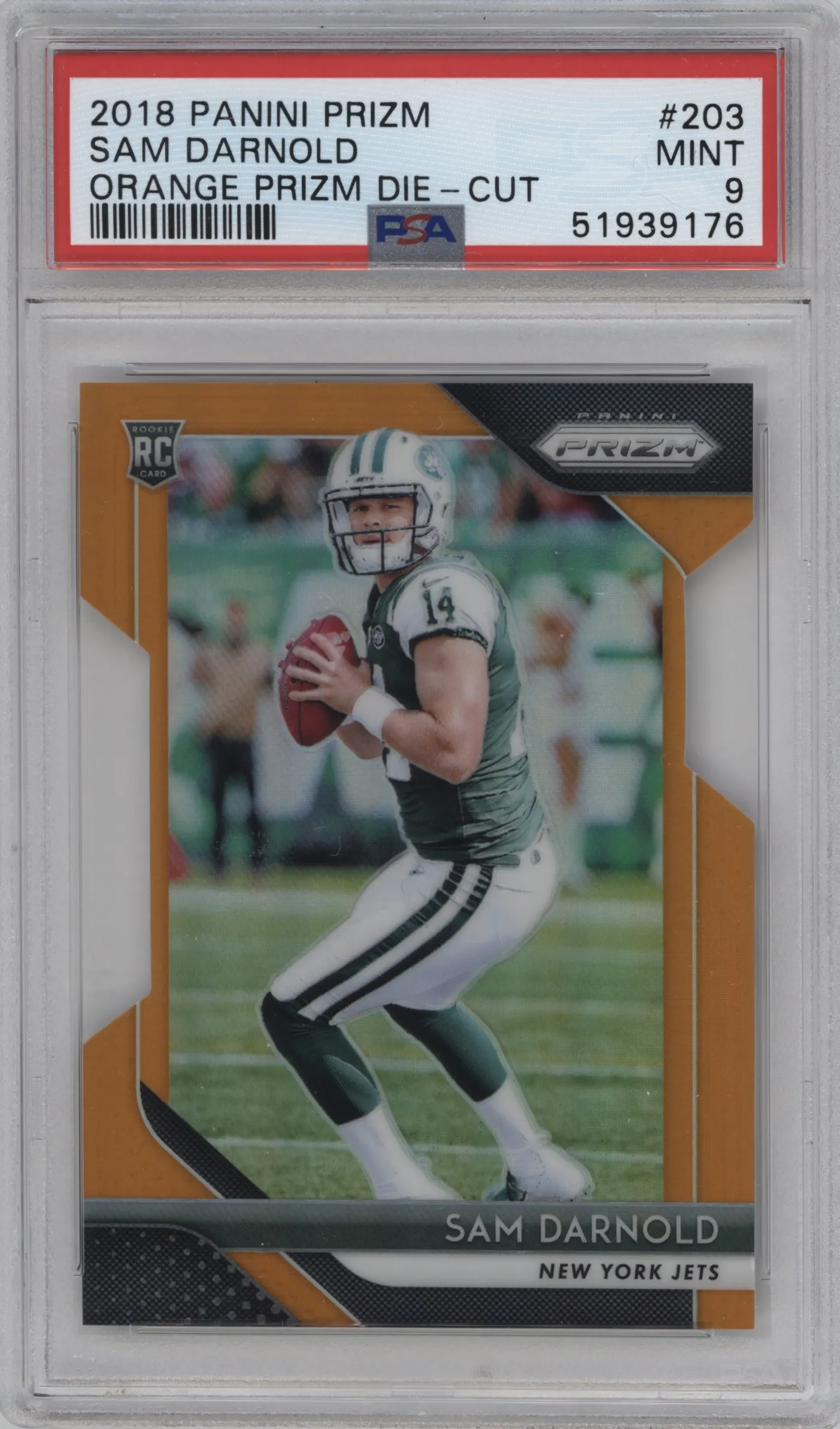 2018 Panini Prizm Sam Darnold Die-Cut Orange #203 PSA 9