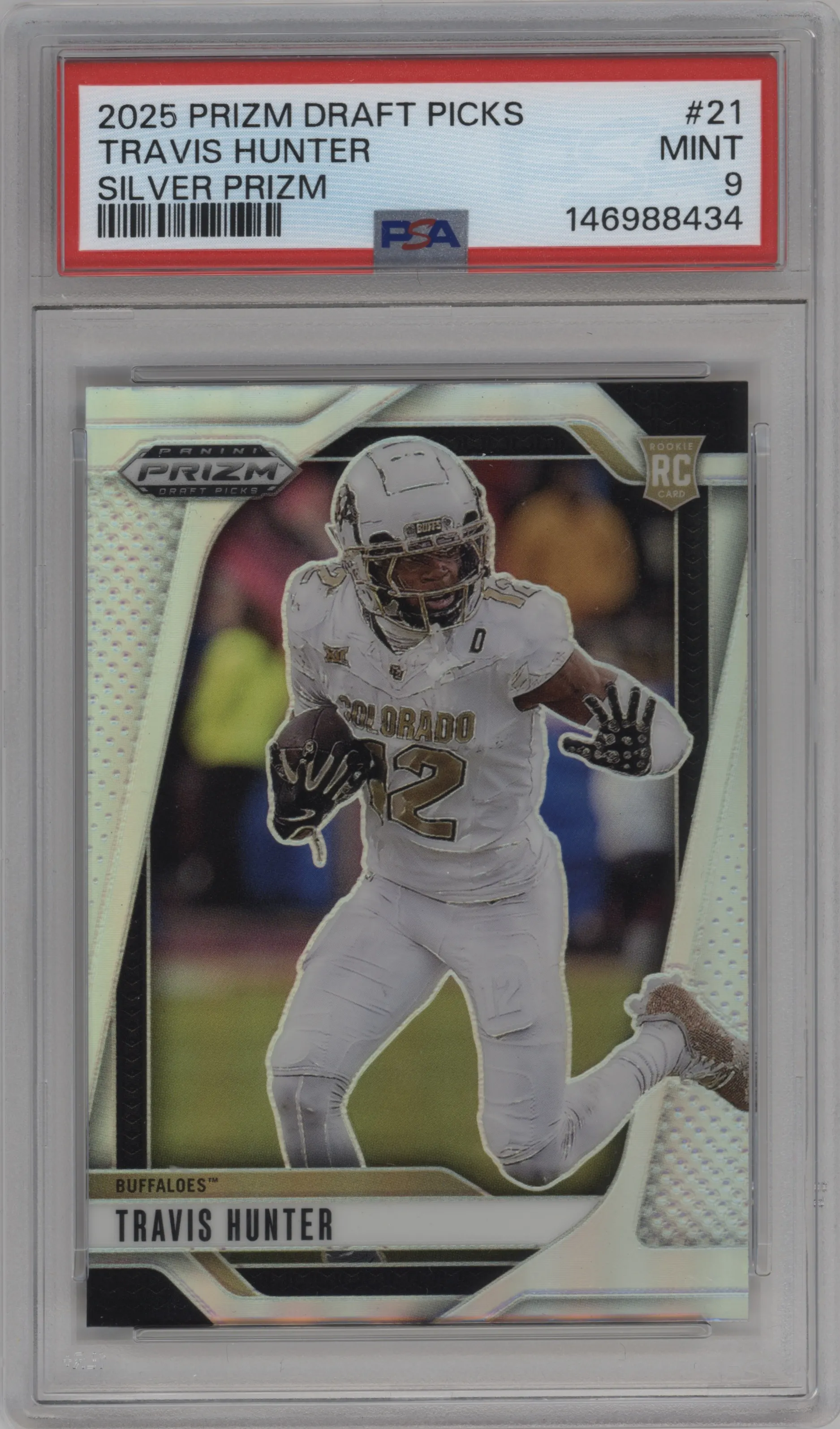2025 Panini Prizm Draft Picks Travis Hunter Silver Prizm #21 PSA 9