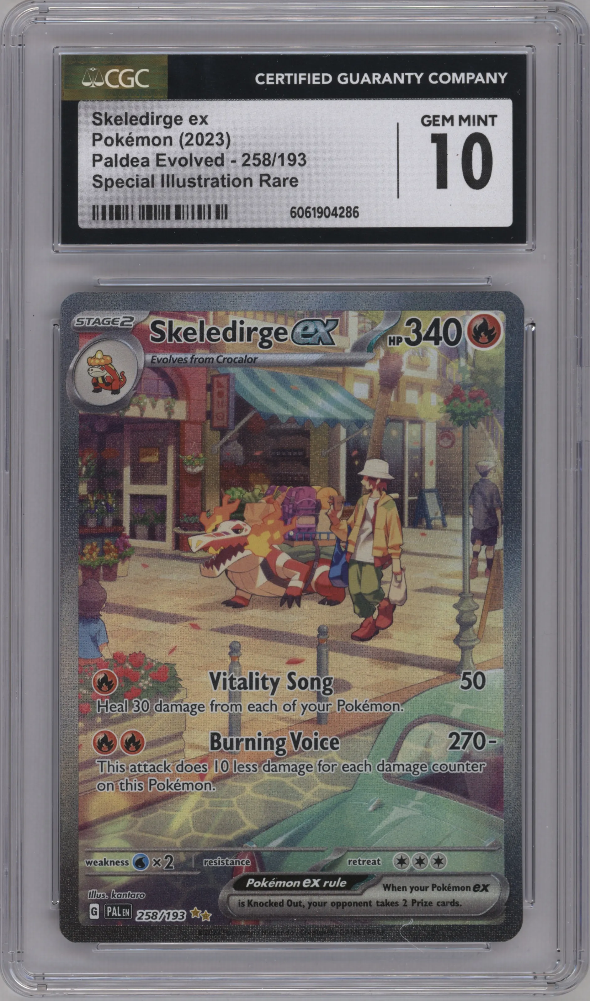 Skeledirge ex from the 2023 Pokemon SV set graded by CSG and given an overall grade of 10.