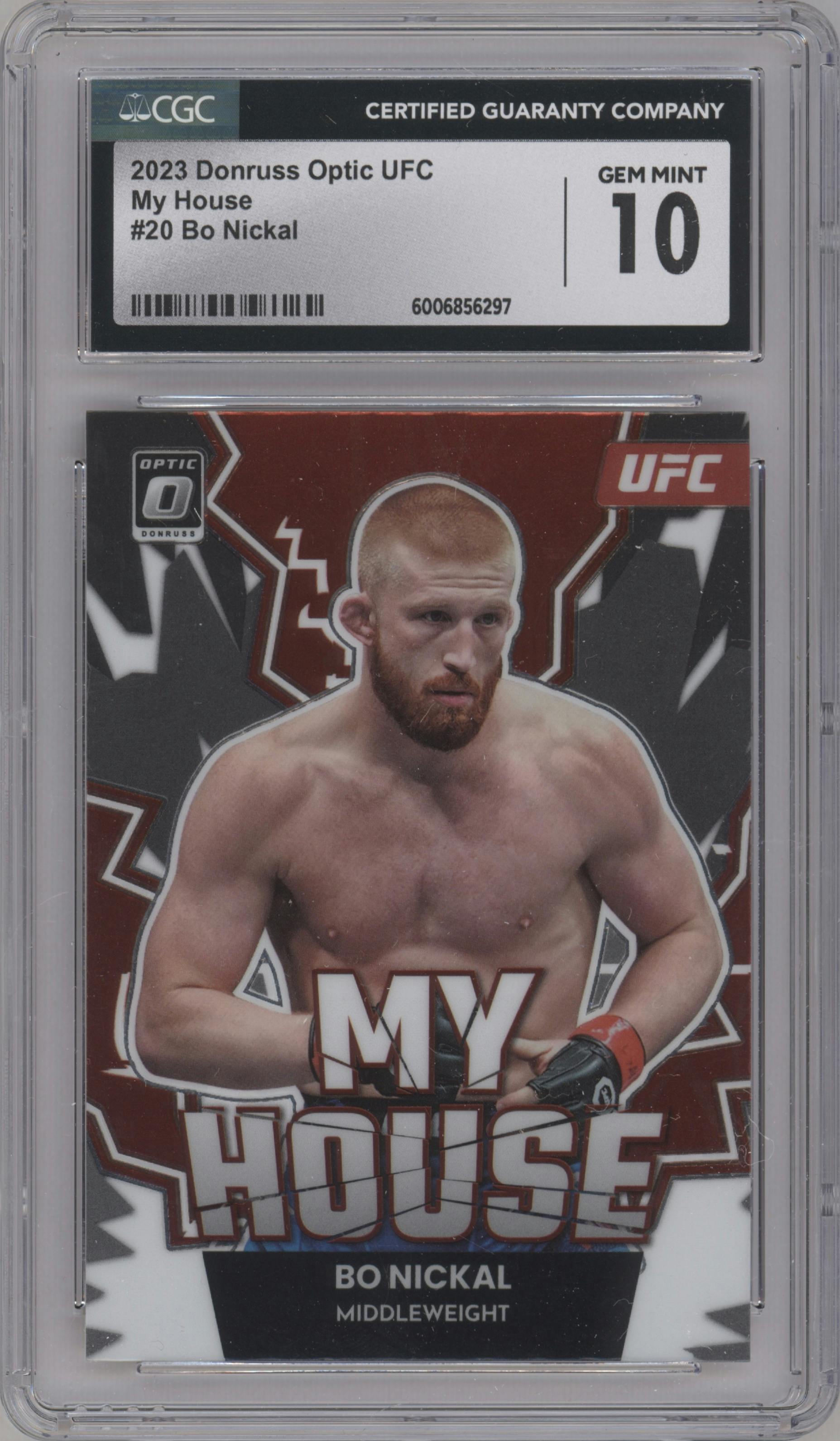 Bo Nickal from the 2023 Donruss Optic UFC set graded by CSG and given an overall grade of 10.