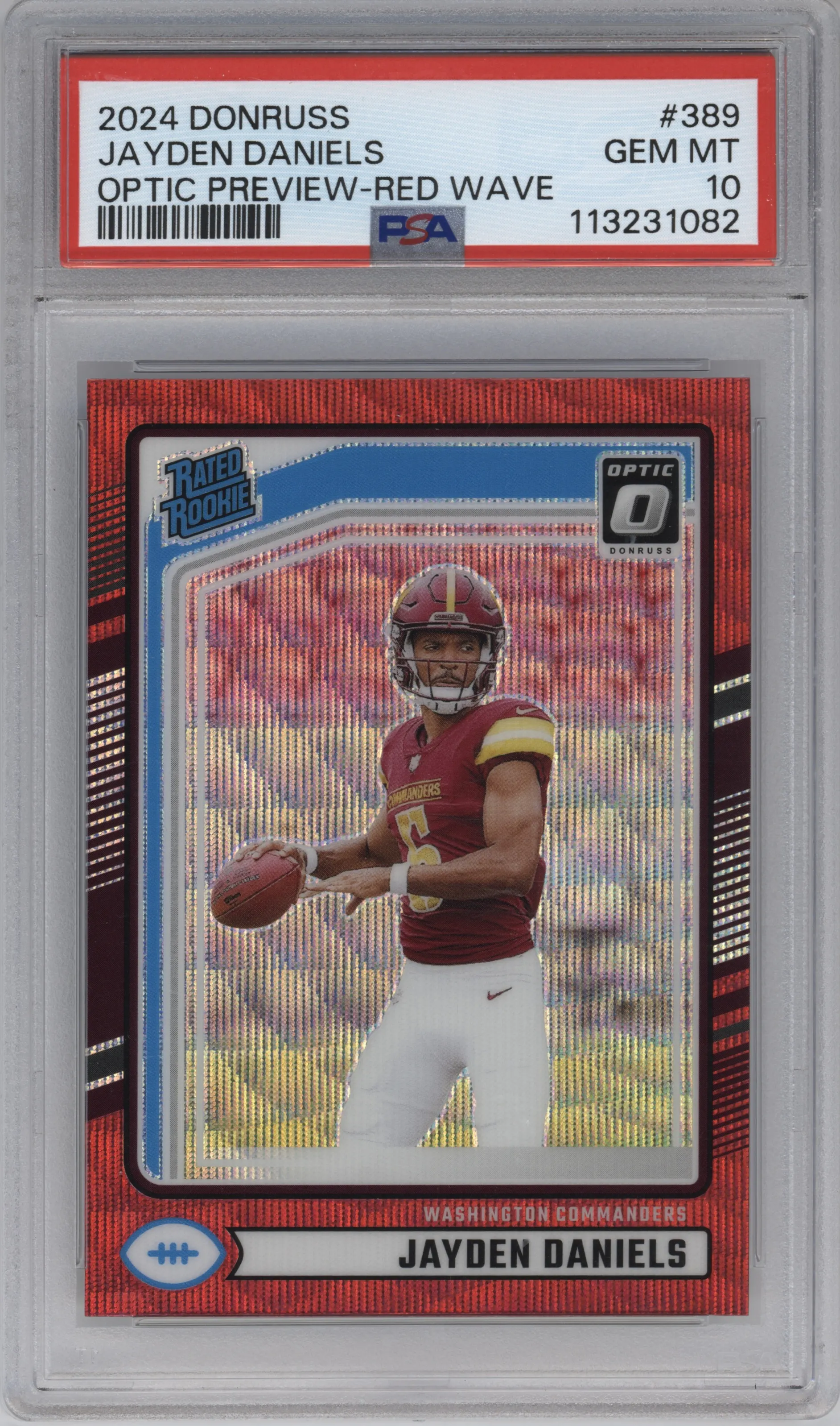 2024 Donruss Opt.Rtd.Rke. Jayden Daniels Red Wave #389 PSA 10