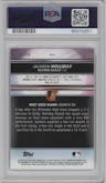 Jackson Holliday from the 2022 Bowman’s Best   set featuring a Green Refractor parallel graded by PSA and given an overall grade of 10.