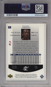 Michael Jordan from the 2002-03 UD SP Authentic set graded by PSA and given an overall grade of 10.