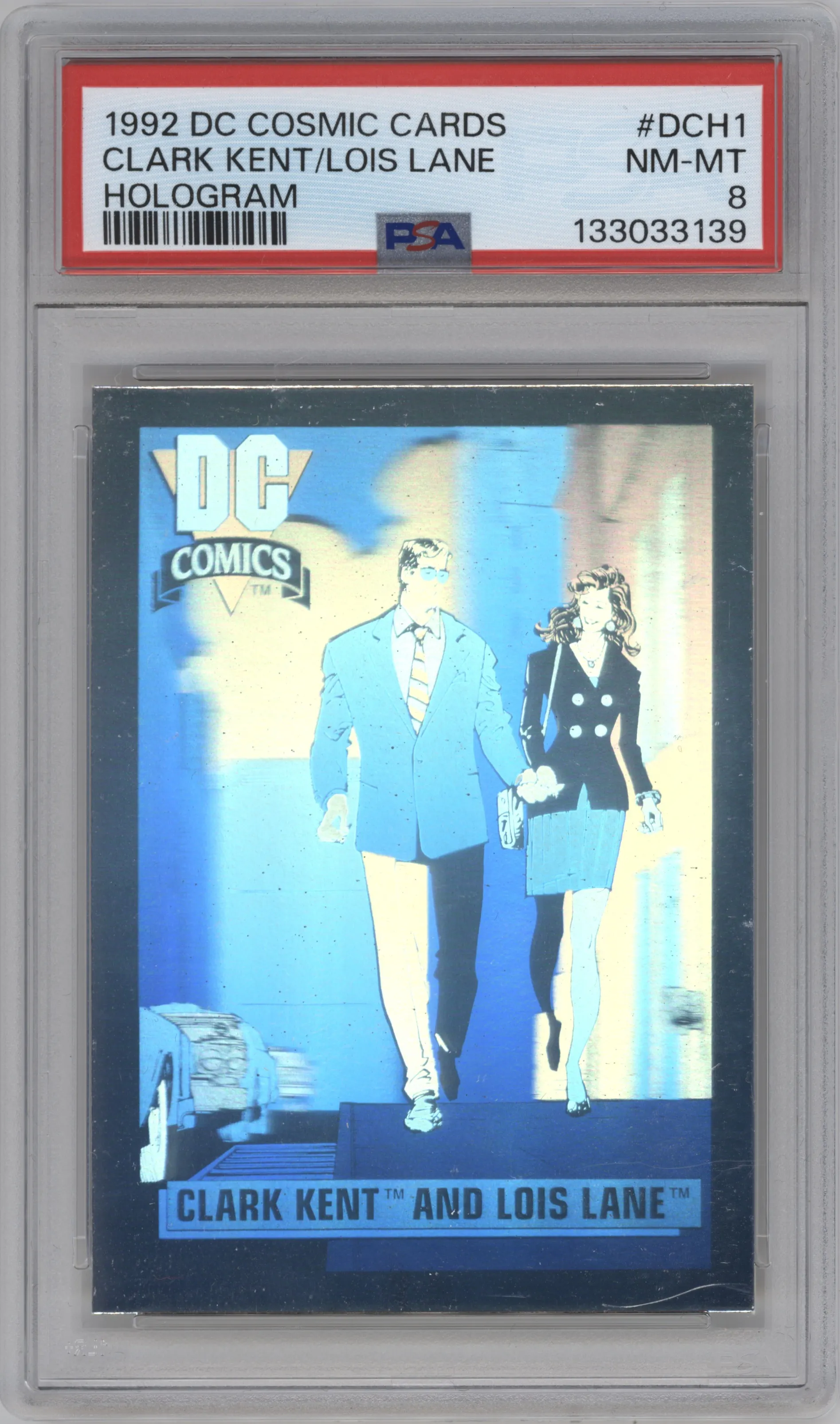 1992 Impel DC Cosmic Hologram Clark Kent and Lois Lane #DCH1 PSA 8