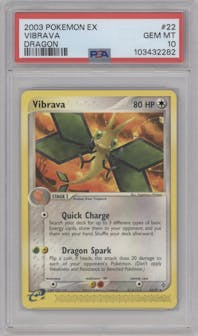 Vibrava from the 2003 Pokemon EX set graded by PSA and given an overall grade of 10.
