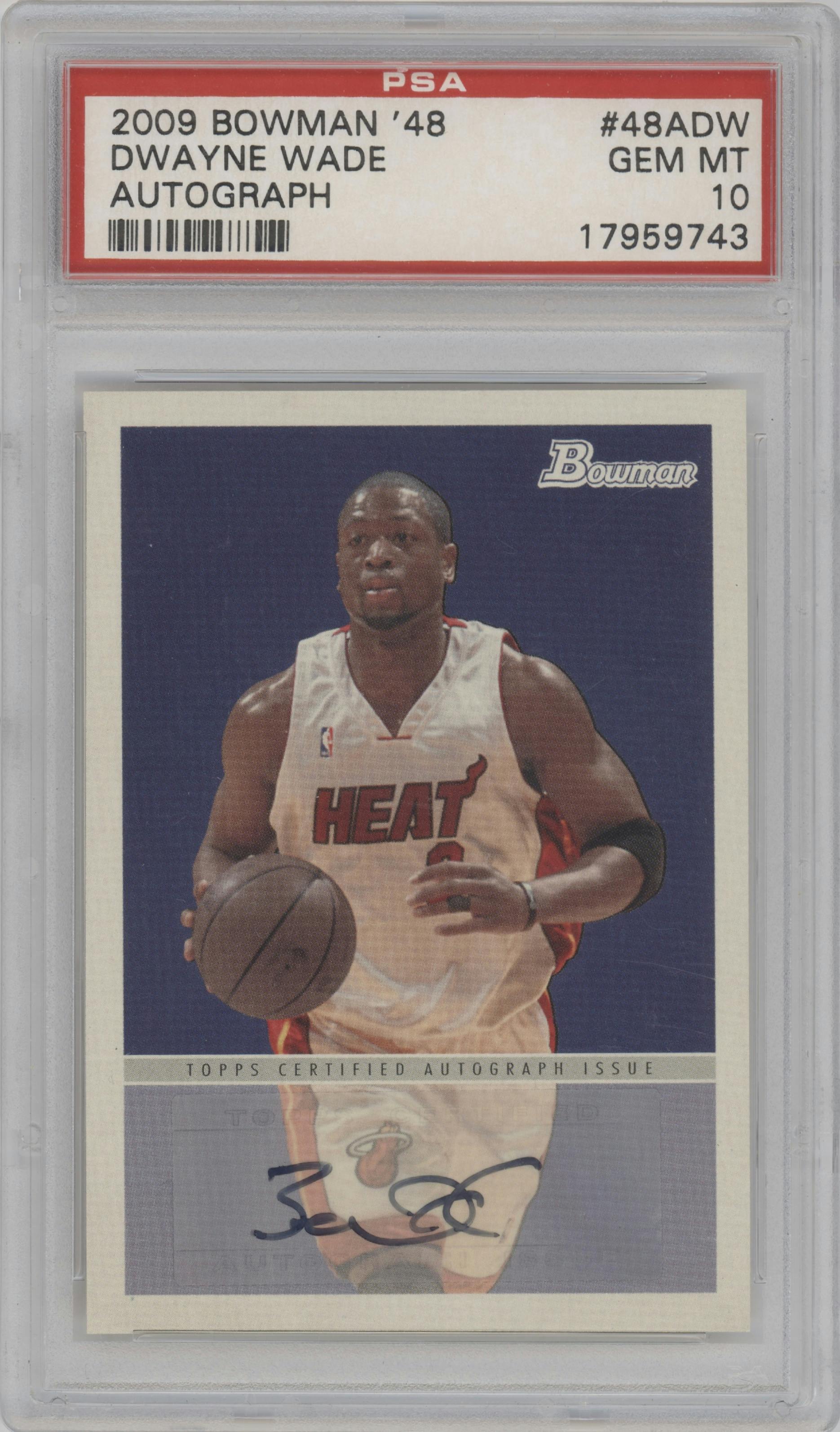 Dwyane Wade from the 2009-10 Bowman '48 set graded by PSA and given an overall grade of 10.