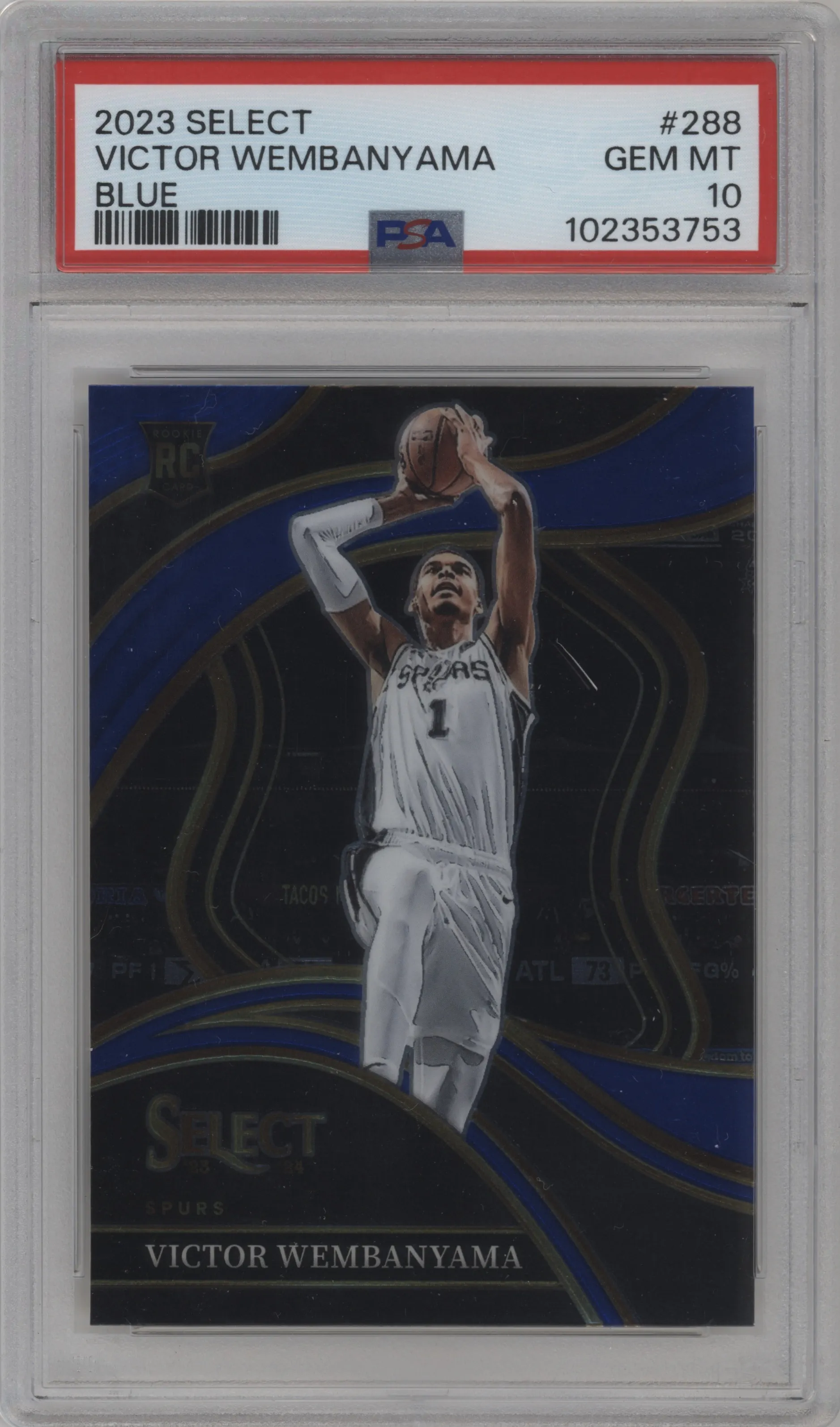 2023 Panini Select Courtside Victor Wembanyama Blue Retail #288 PSA 10