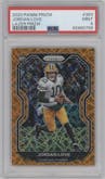 Jordan Love from the 2020 Panini Prizm set featuring a Lazer parallel graded by PSA and given an overall grade of 9.