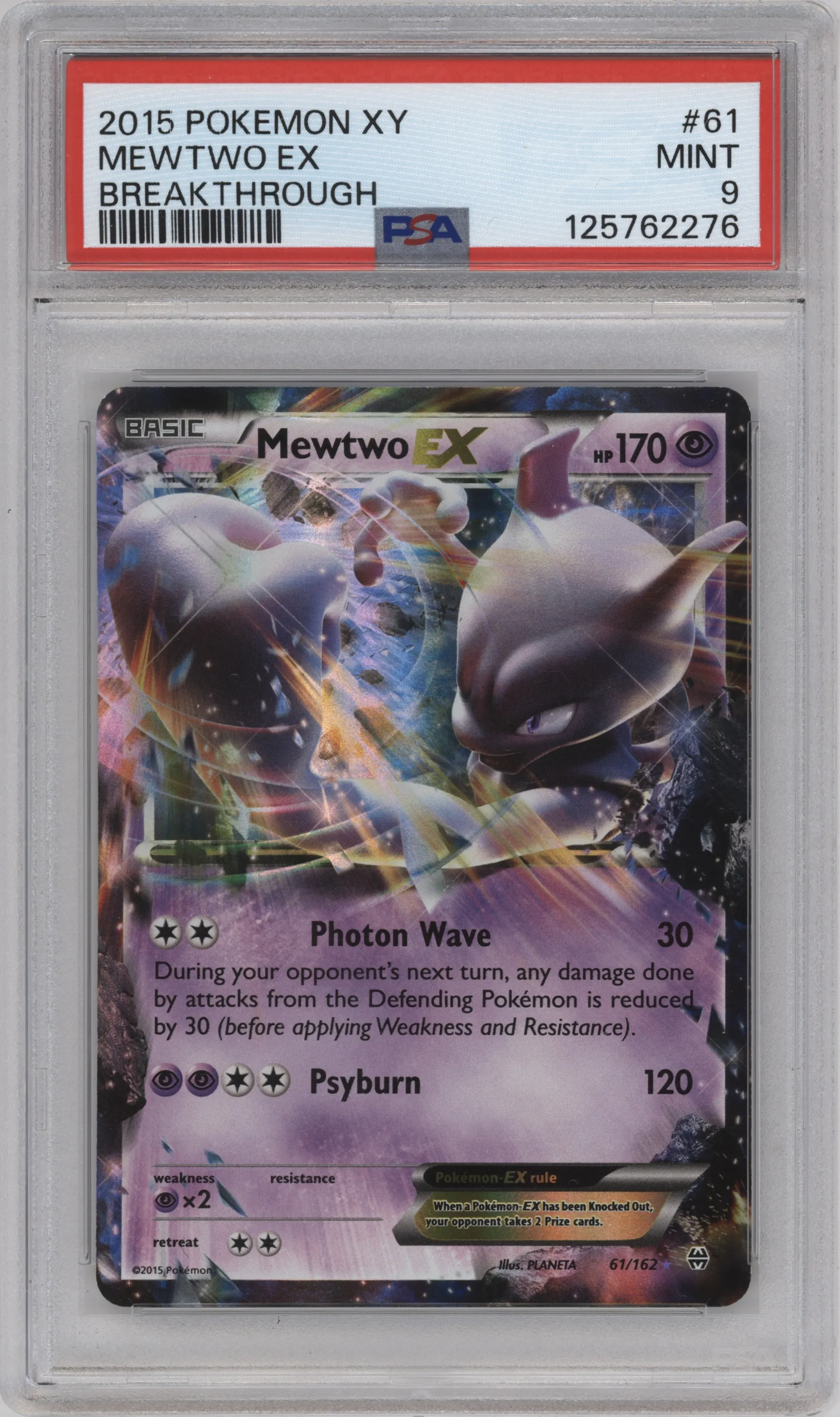 2015 Pokemon XY XY BREAKthrough Mewtwo EX #61 PSA 9