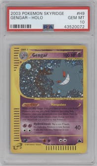 Gengar from the 2003 Pokemon E-CARD set graded by PSA and given an overall grade of 10.