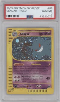 Gengar from the 2003 Pokemon E-CARD set graded by PSA and given an overall grade of 10.