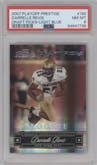 Darrelle Revis from the 2007 Playoff Prestige set featuring a Light Blue parallel graded by PSA and given an overall grade of 8.