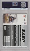 Darrelle Revis from the 2007 Playoff Prestige set featuring a Light Blue parallel graded by PSA and given an overall grade of 8.