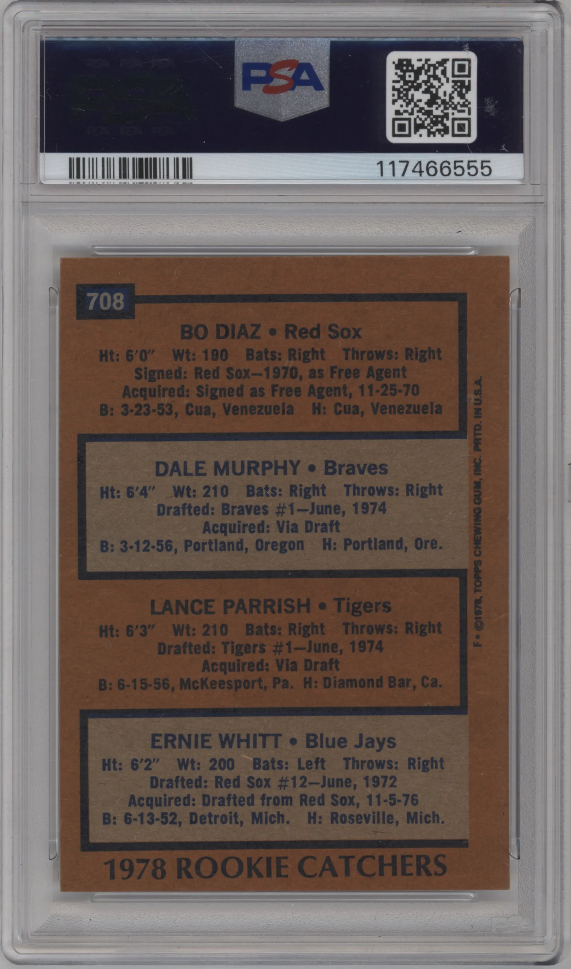 Bo Diaz/Dale Murphy/Lance Parish/Ernie Whitt