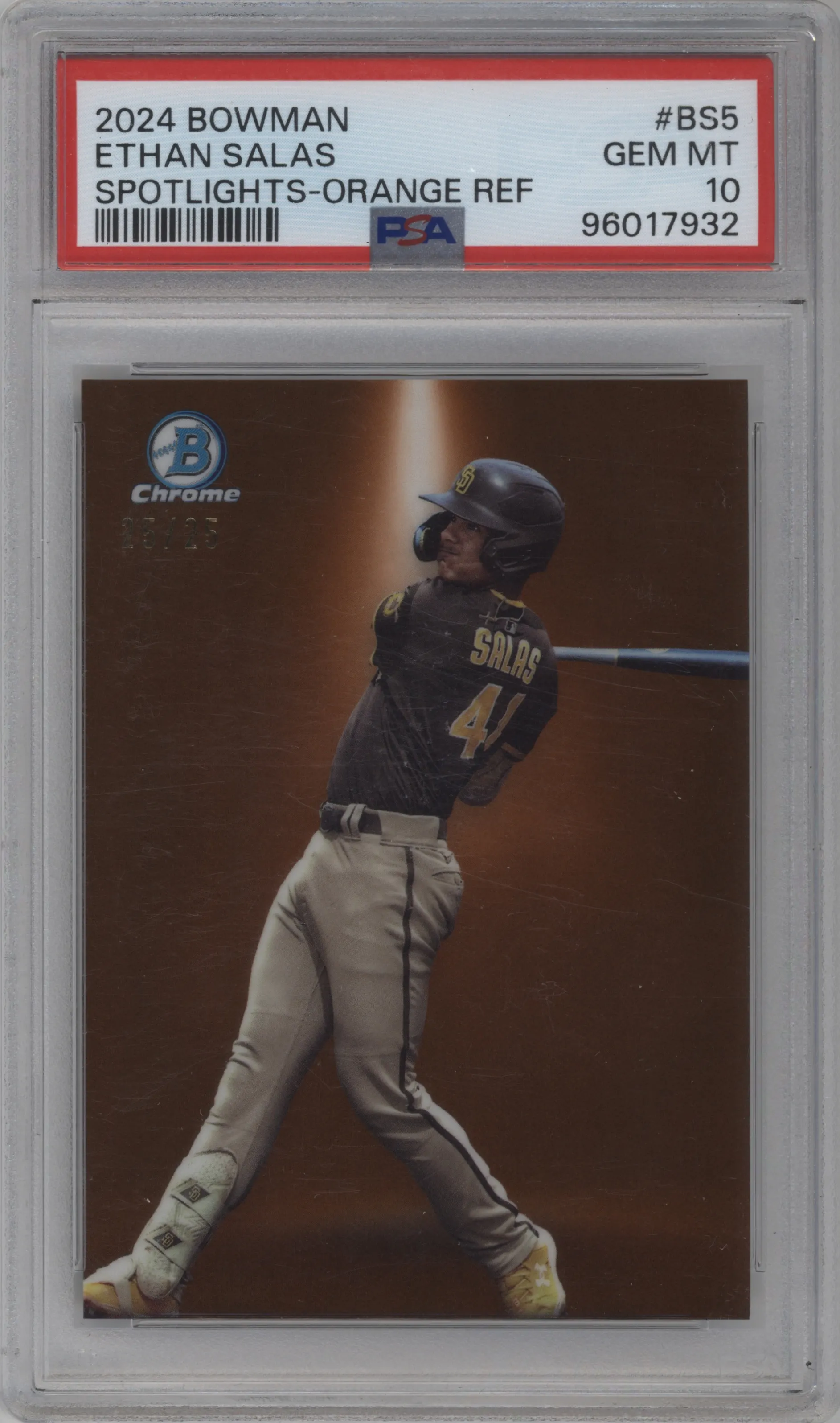 2024 Bowman Spotlights Ethan Salas Orange Refractor #BS-5 PSA 10