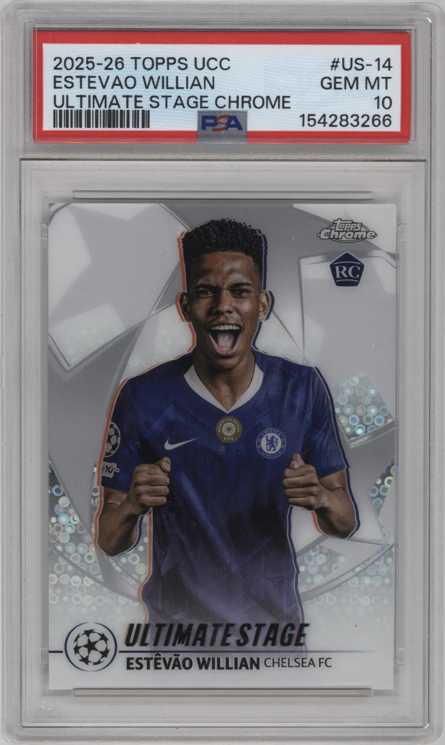 2025 Topps UEFA Club Competitions Ultimate Stage Estevao Willian #US-14 PSA 10