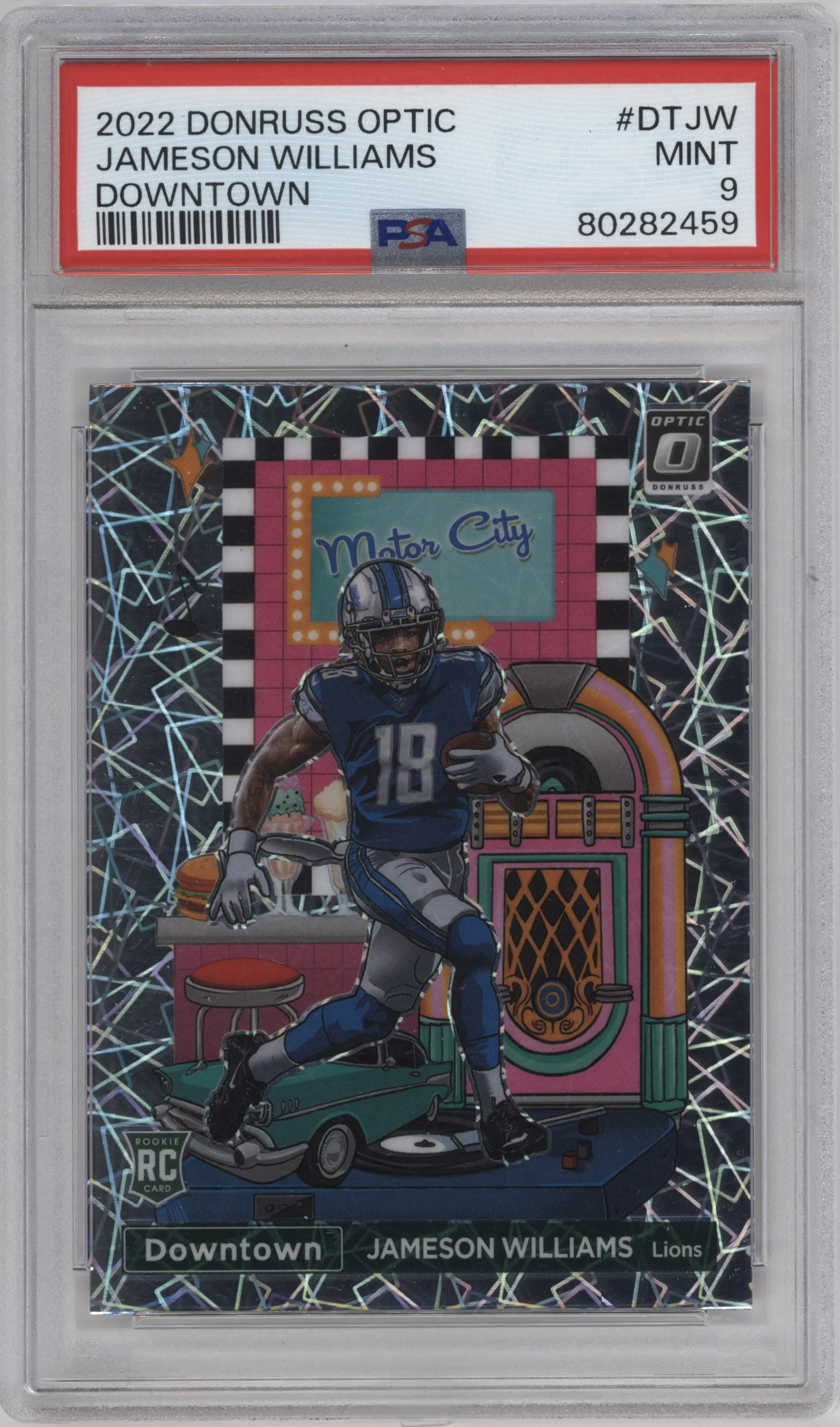 2022 Panini Donruss Optic Downtown Jameson Williams PSA 9