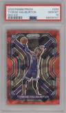 Tyrese Haliburton from the 2020-21 Panini Prizm set featuring a Red Ice parallel graded by PSA and given an overall grade of 10.