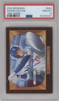 Shohei Ohtani from the 2024 Bowman set graded by PSA and given an overall grade of 10.