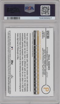 Paul Skenes from the 2024 Topps Chrome Update set featuring a X-Fractor parallel graded by PSA and given an overall grade of 9.