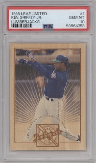 Ken Griffey Jr. from the 1996 Leaf Limited set graded by PSA and given an overall grade of 10.