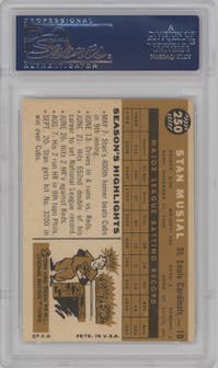 Stan Musial from the 1960 Topps set graded by PSA and given an overall grade of 7.