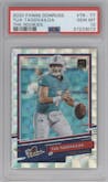 Tua Tagovailoa from the 2020 Panini Donruss set graded by PSA and given an overall grade of 10.