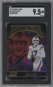 Josh Allen from the 2023 Panini Score set graded by SGC and given an overall grade of 9.5.