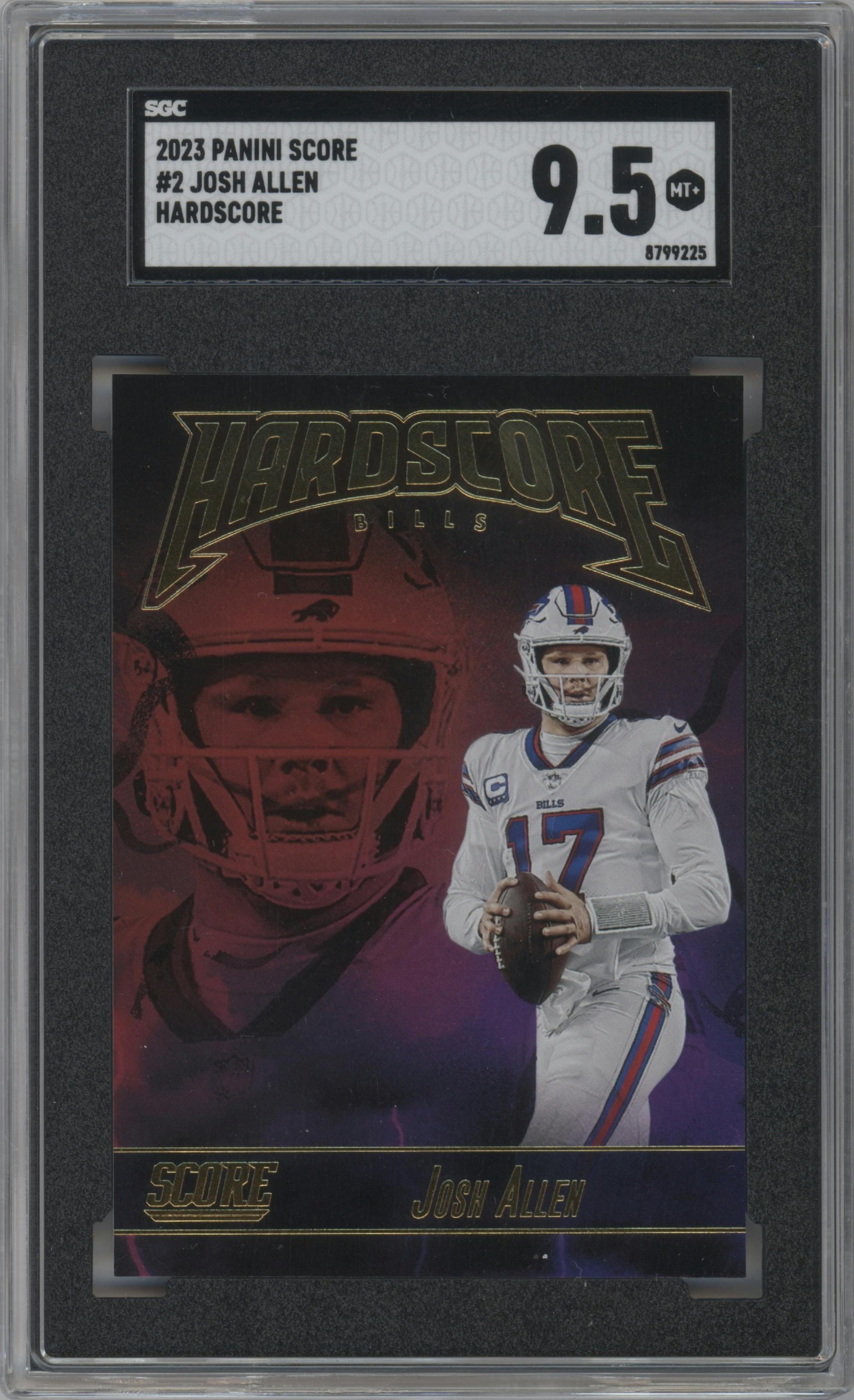 Josh Allen from the 2023 Panini Score set graded by SGC and given an overall grade of 9.5.