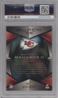 Patrick Mahomes II from the 2024 Panini Black set graded by PSA and given an overall grade of 9.