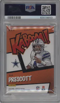 Dak Prescott from the 2020 Panini Absolute set graded by PSA and given an overall grade of 9.