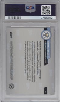 Manchester City from the 2022-23 Topps Now UEFA Champions League set graded by PSA and given an overall grade of 10.