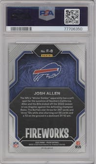 Josh Allen  from the 2022 Panini Prizm set featuring a No Huddle parallel graded by PSA and given an overall grade of 10.