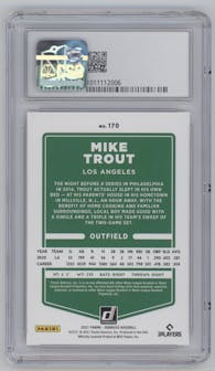 Mike Trout from the 2021 Panini Donruss set featuring a Pink Holo parallel graded by CSG and given an overall grade of 9.5.
