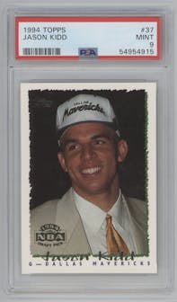 Jason Kidd from the 1994-95 Topps set graded by PSA and given an overall grade of 9.