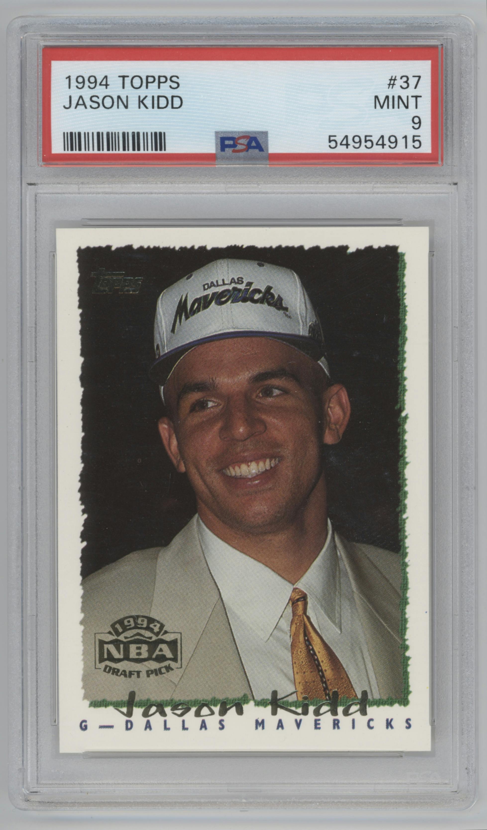 Jason Kidd from the 1994-95 Topps set graded by PSA and given an overall grade of 9.