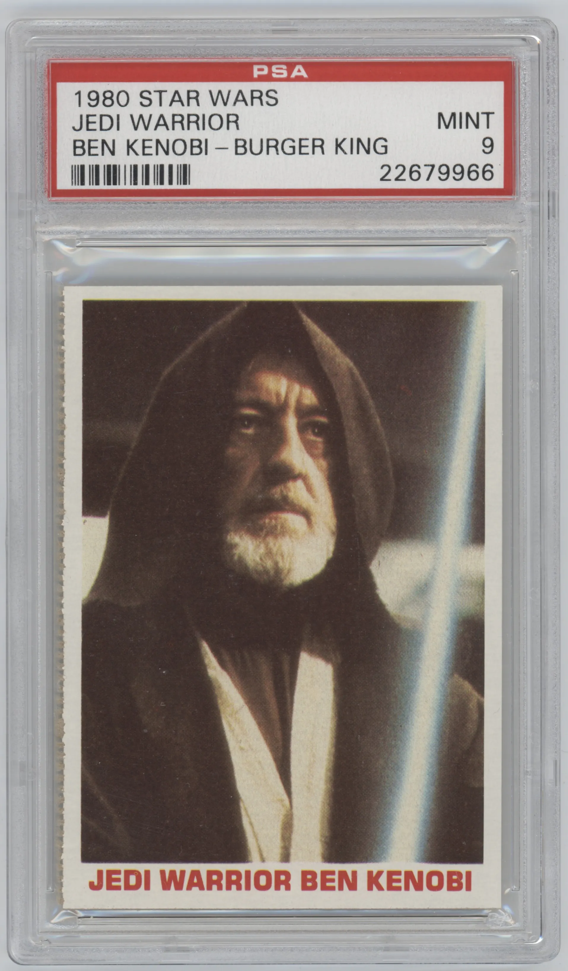 Jedi Warrior Ben Kenobi from the 1980 Burger King Star Wars set graded by PSA and given an overall grade of 9.