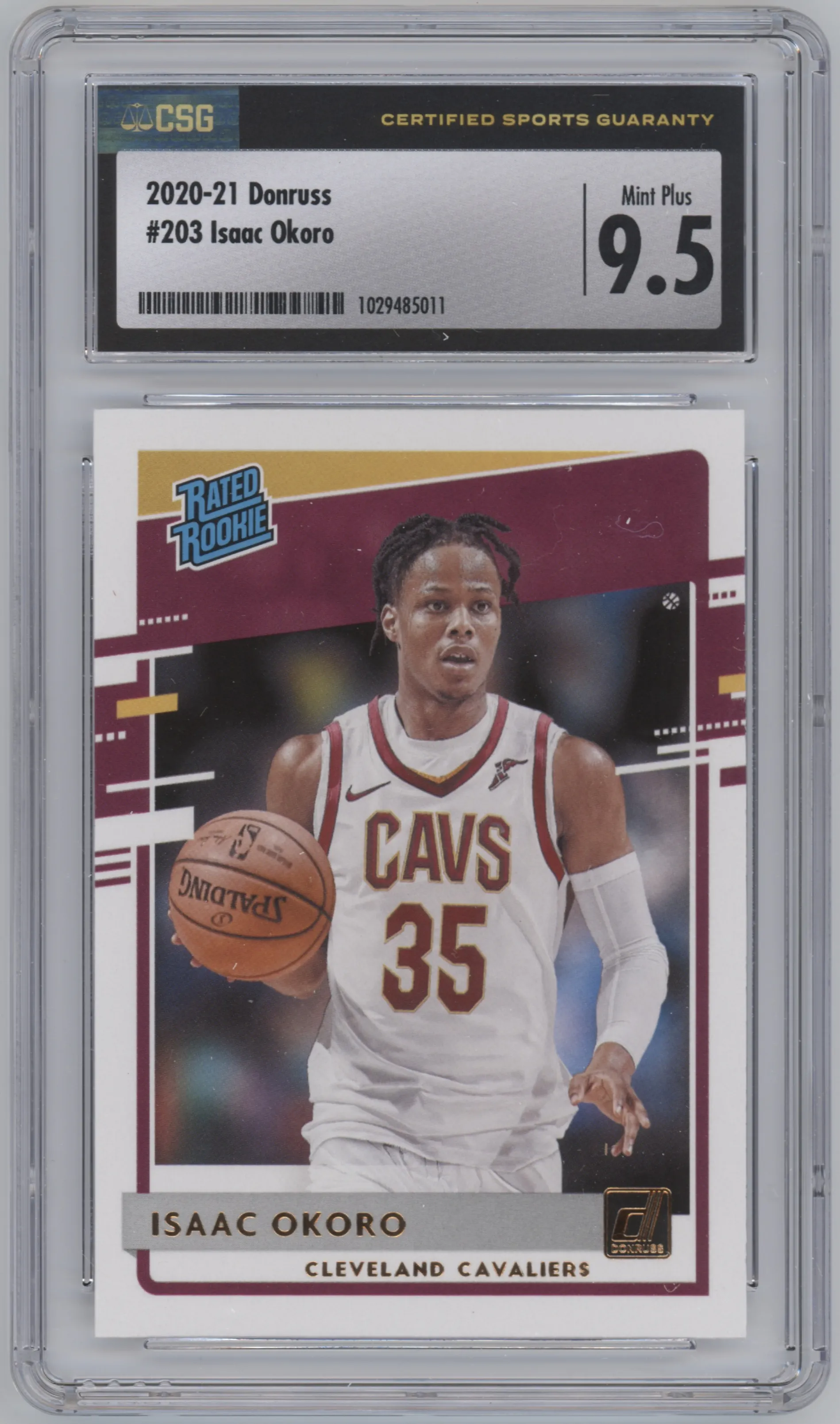 Isaac Okoro from the 2020-21 Panini Donruss set graded by CSG and given an overall grade of 9.5.
