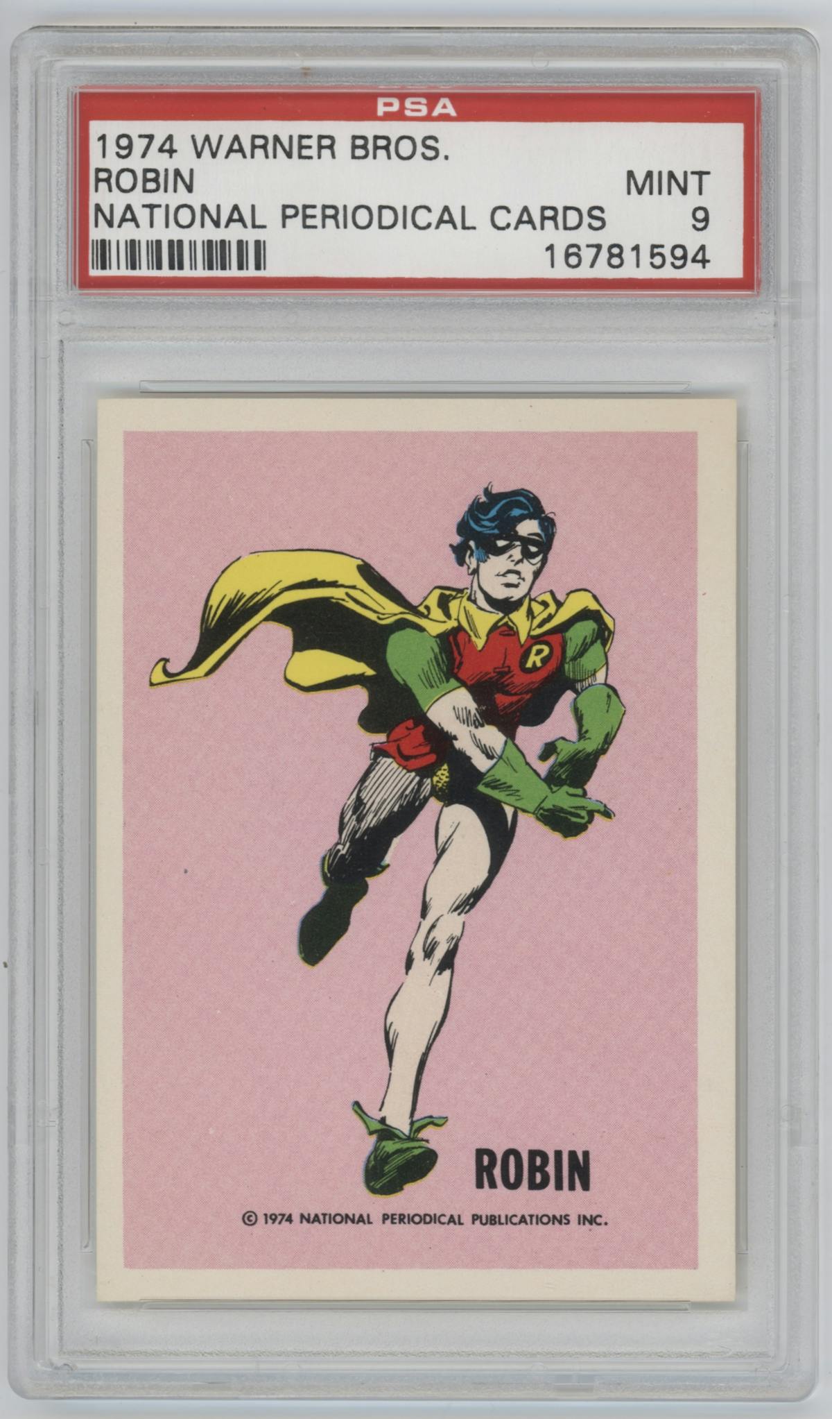 Robin from the 1974 Warner Bros. set graded by PSA and given an overall grade of 9.