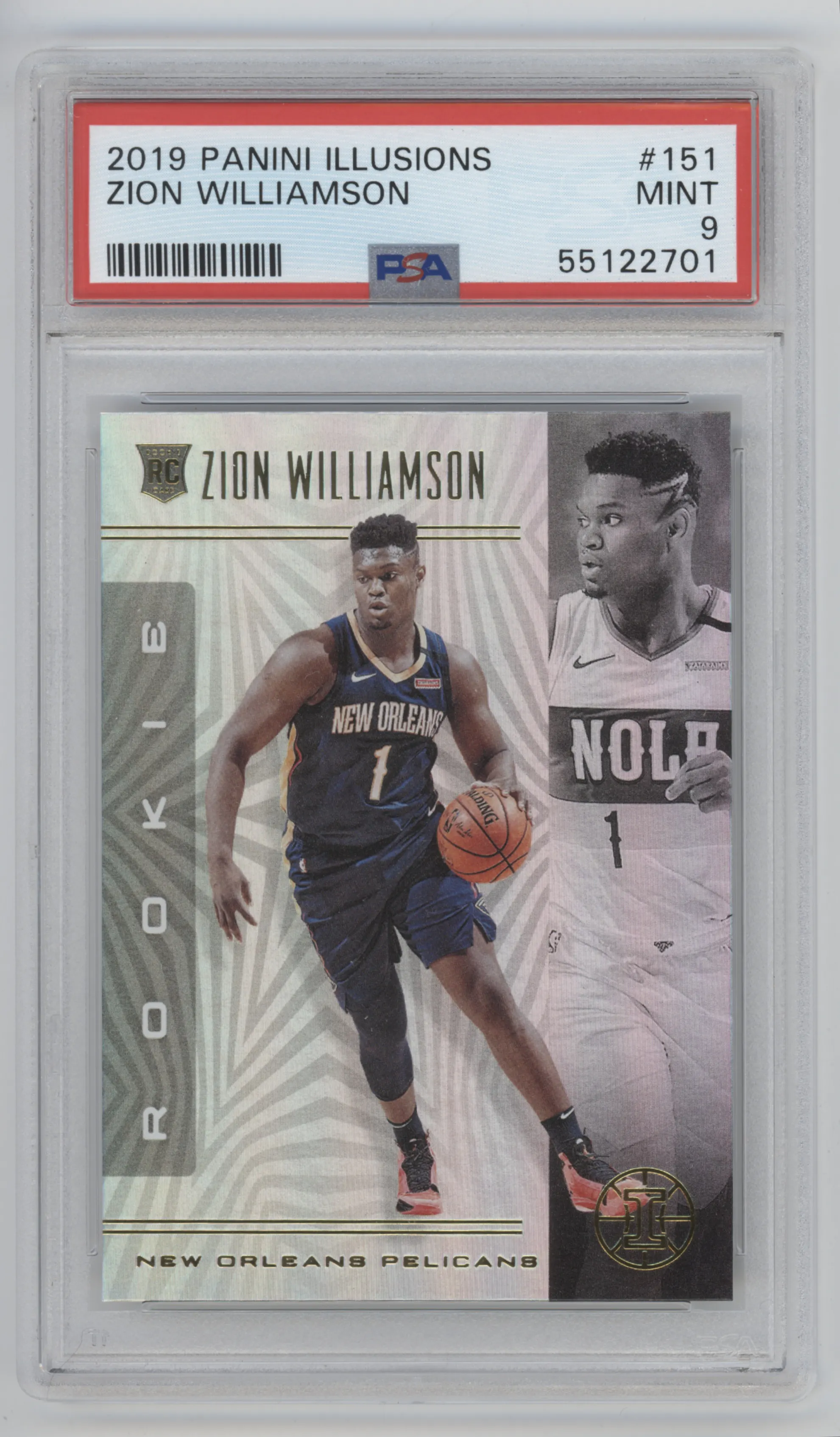 Zion Williamson from the 2019-20 Panini Illusions set graded by PSA and given an overall grade of 9.