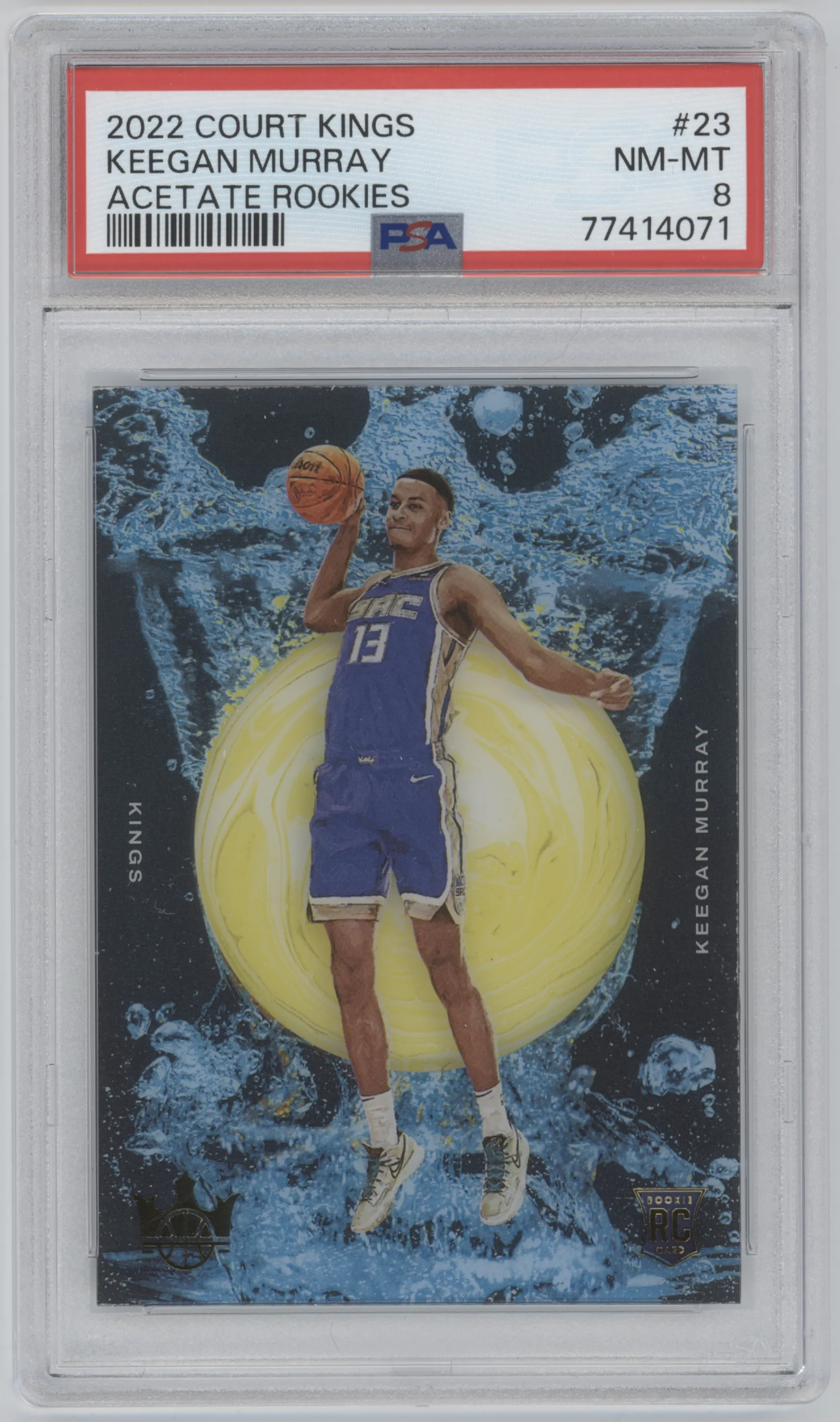 Keegan Murray from the 2022-23 Panini Court Kings set graded by PSA and given an overall grade of 8.