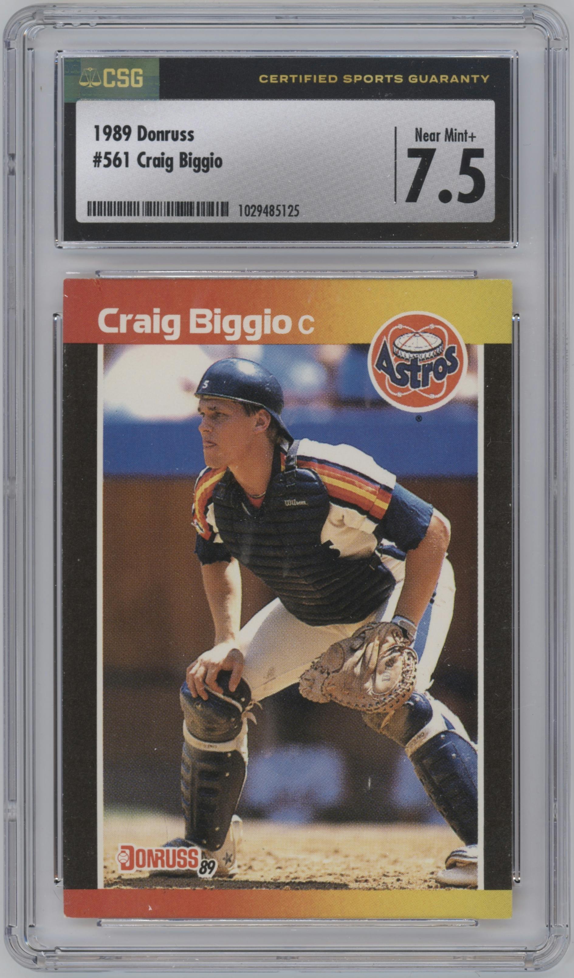 Craig Biggio from the 1989 Donruss set graded by CSG and given an overall grade of 7.5.