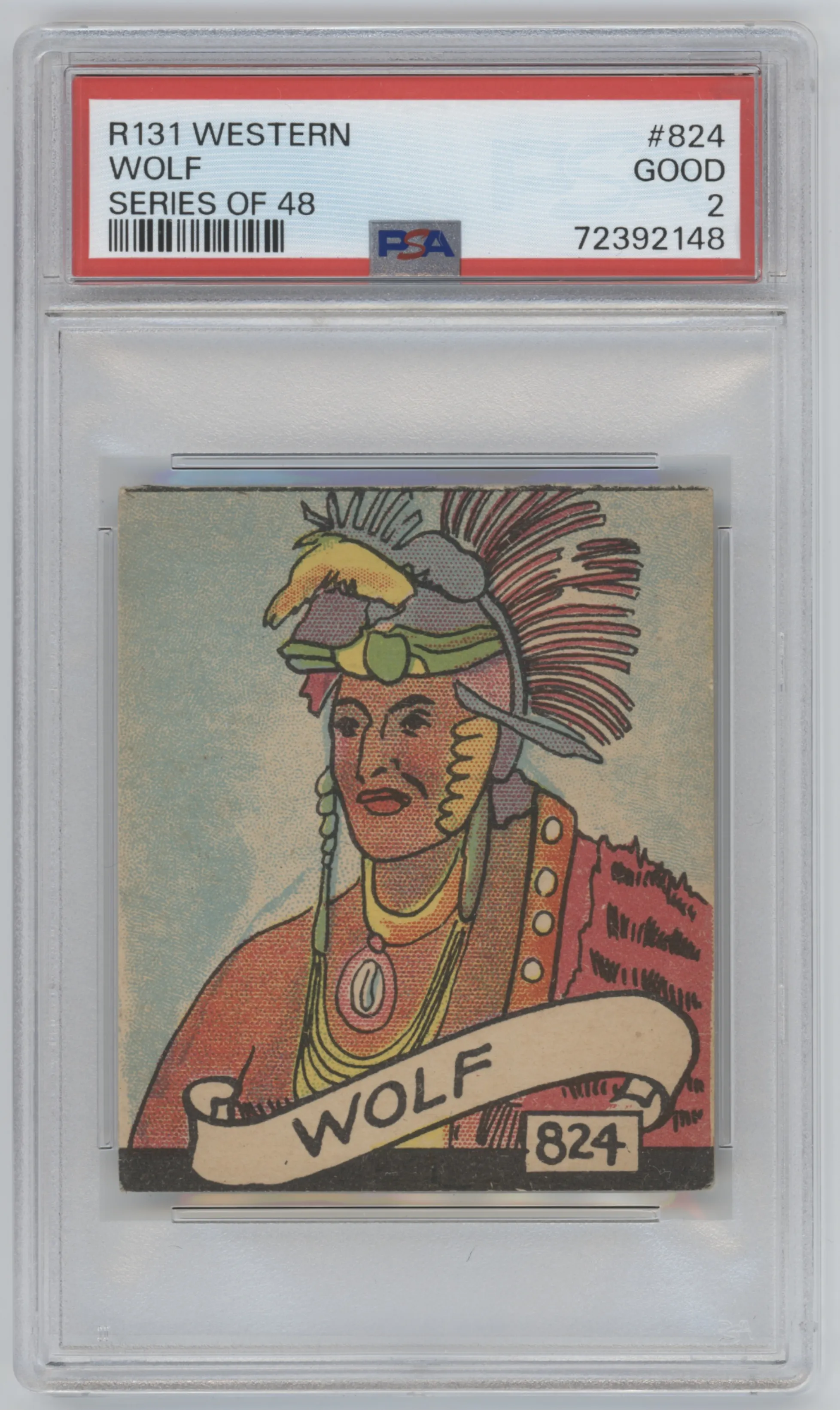 Wolf from the 1930 Western Series R131 set graded by PSA and given an overall grade of 2.