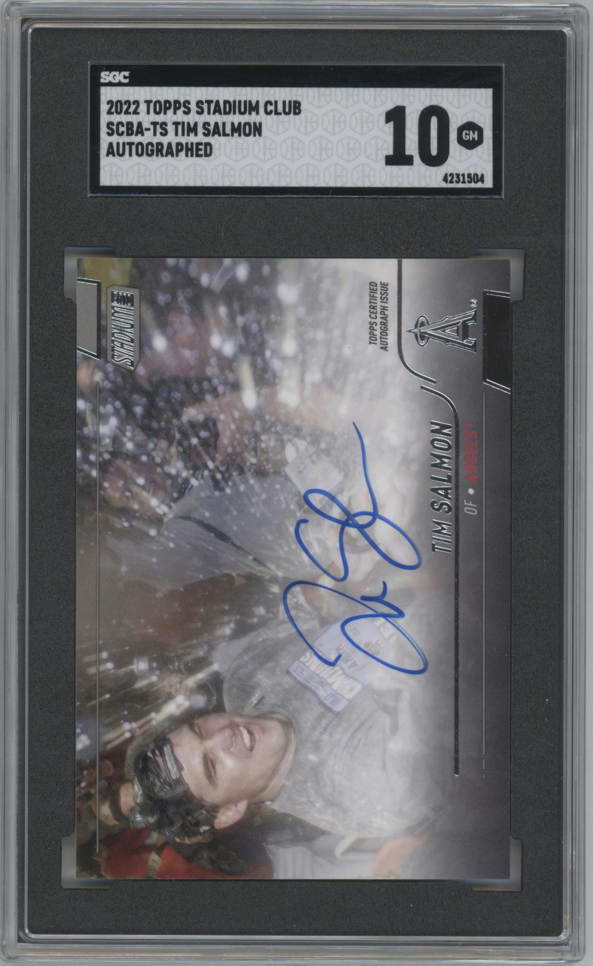 Tim Salmon from the 2022 Topps Stadium Club set graded by SGC and given an overall grade of 10.