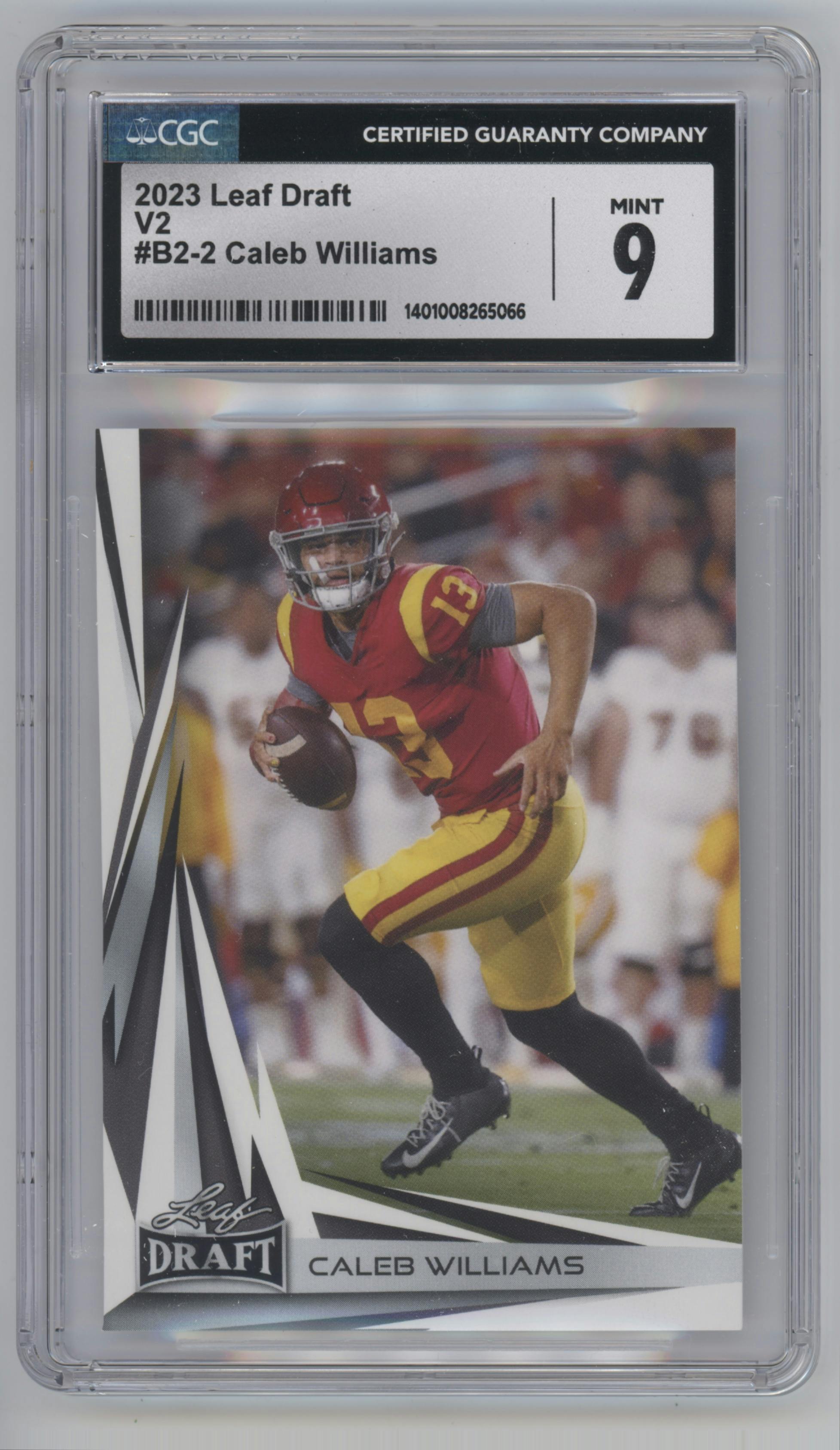 Caleb Williams from the 2023 Leaf Draft set graded by CSG and given an overall grade of 9.