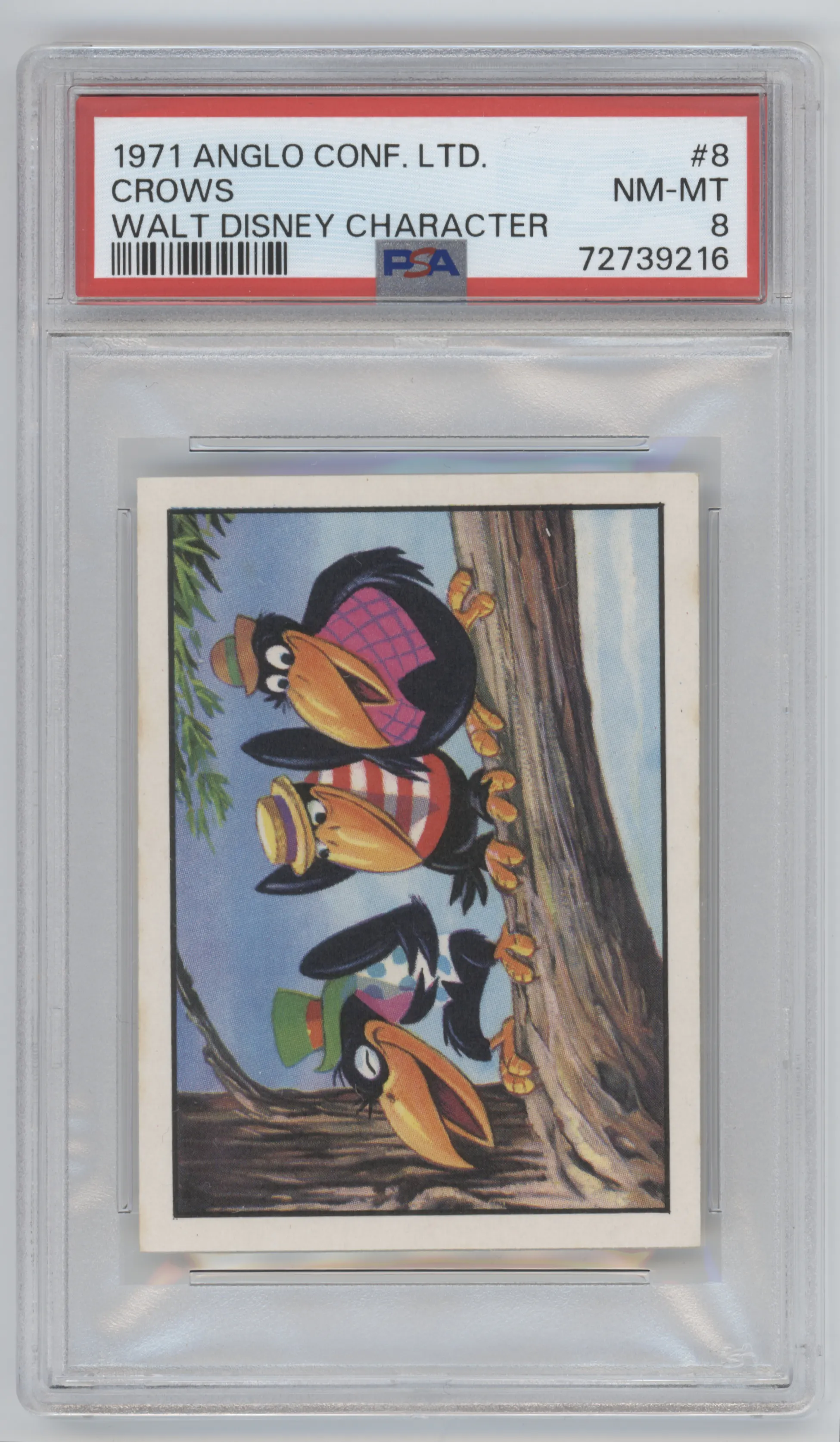 Crows from the 1971 Anglo Confectionery Ltd. Walt Disney Character set graded by PSA and given an overall grade of 8.