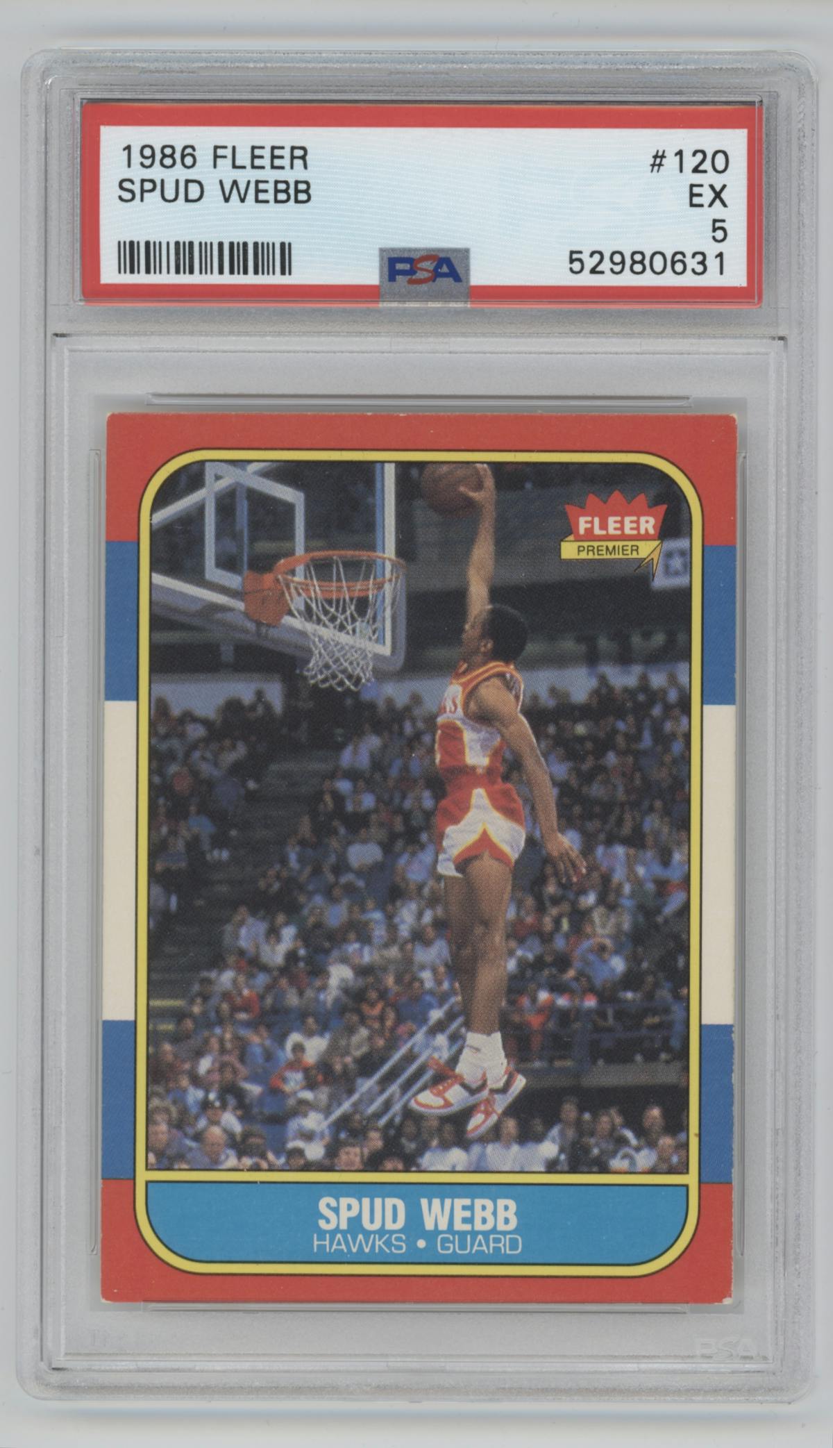 Spud Webb from the 1986-87 Fleer set graded by PSA and given an overall grade of 5.