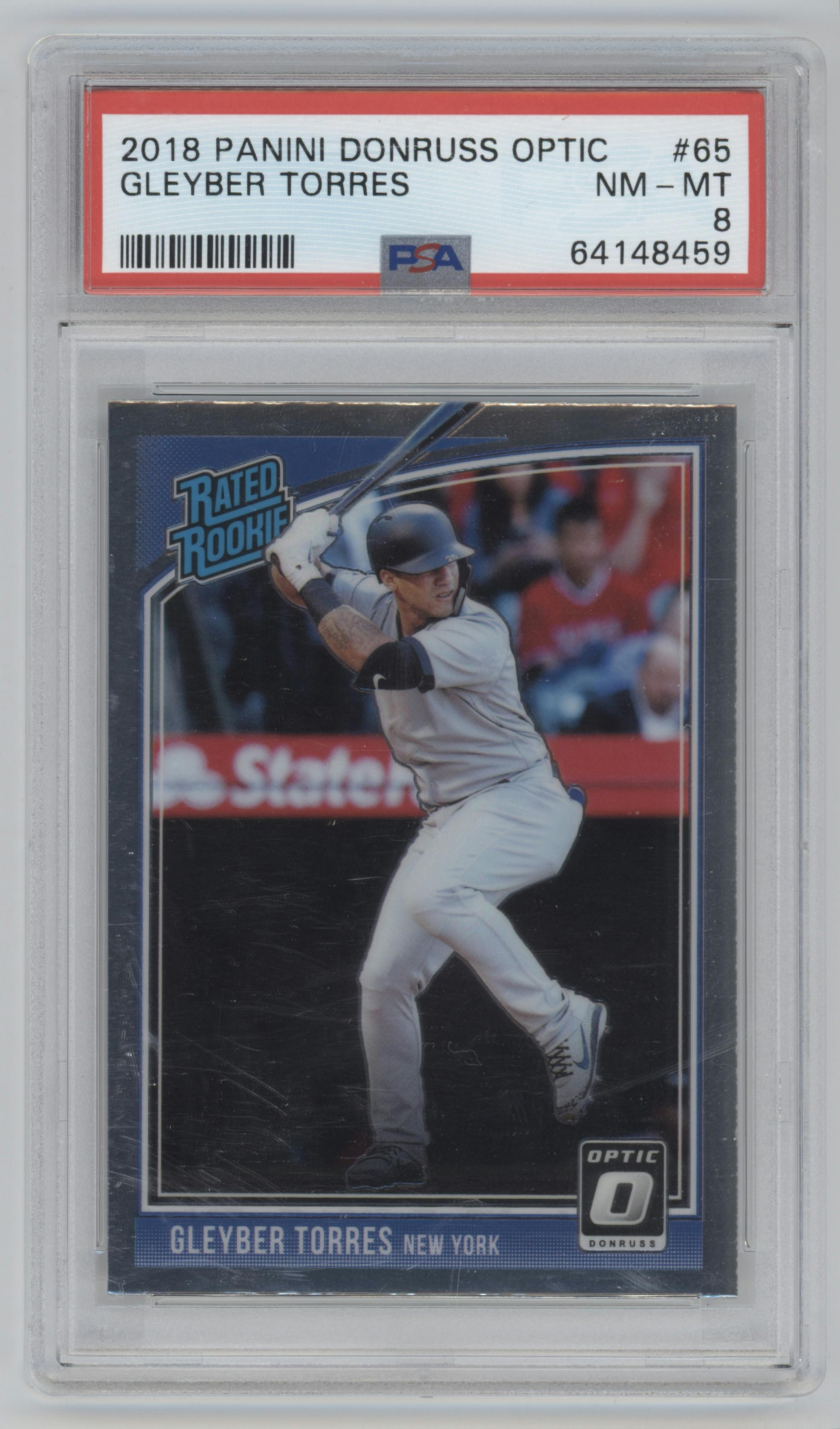 Gleyber Torres from the 2018 Panini Donruss Optic set graded by PSA and given an overall grade of 8.