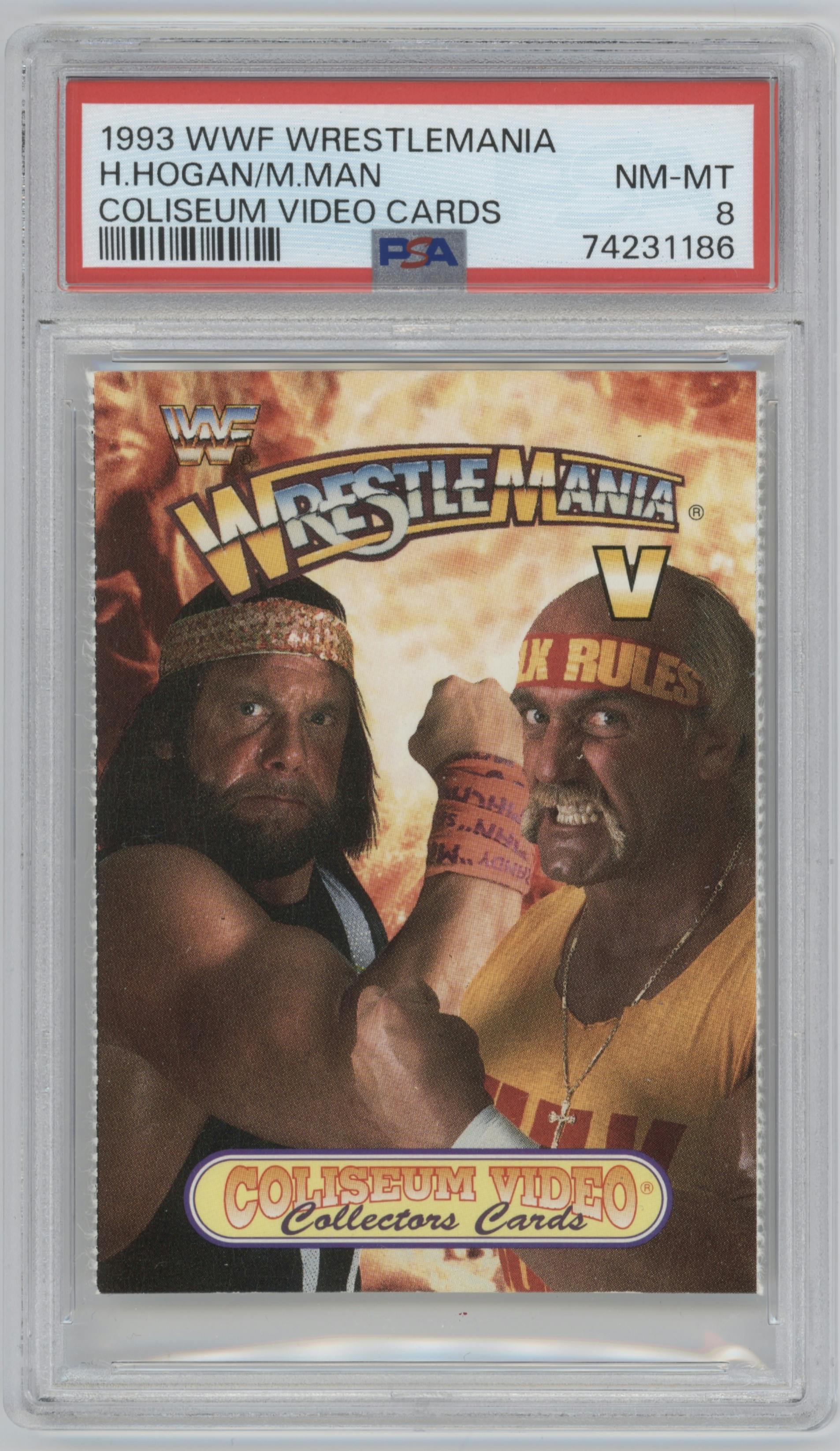 Hulk Hogan / Macho Man Randy Savage from the 1993 Coliseum Video set graded by PSA and given an overall grade of 8.