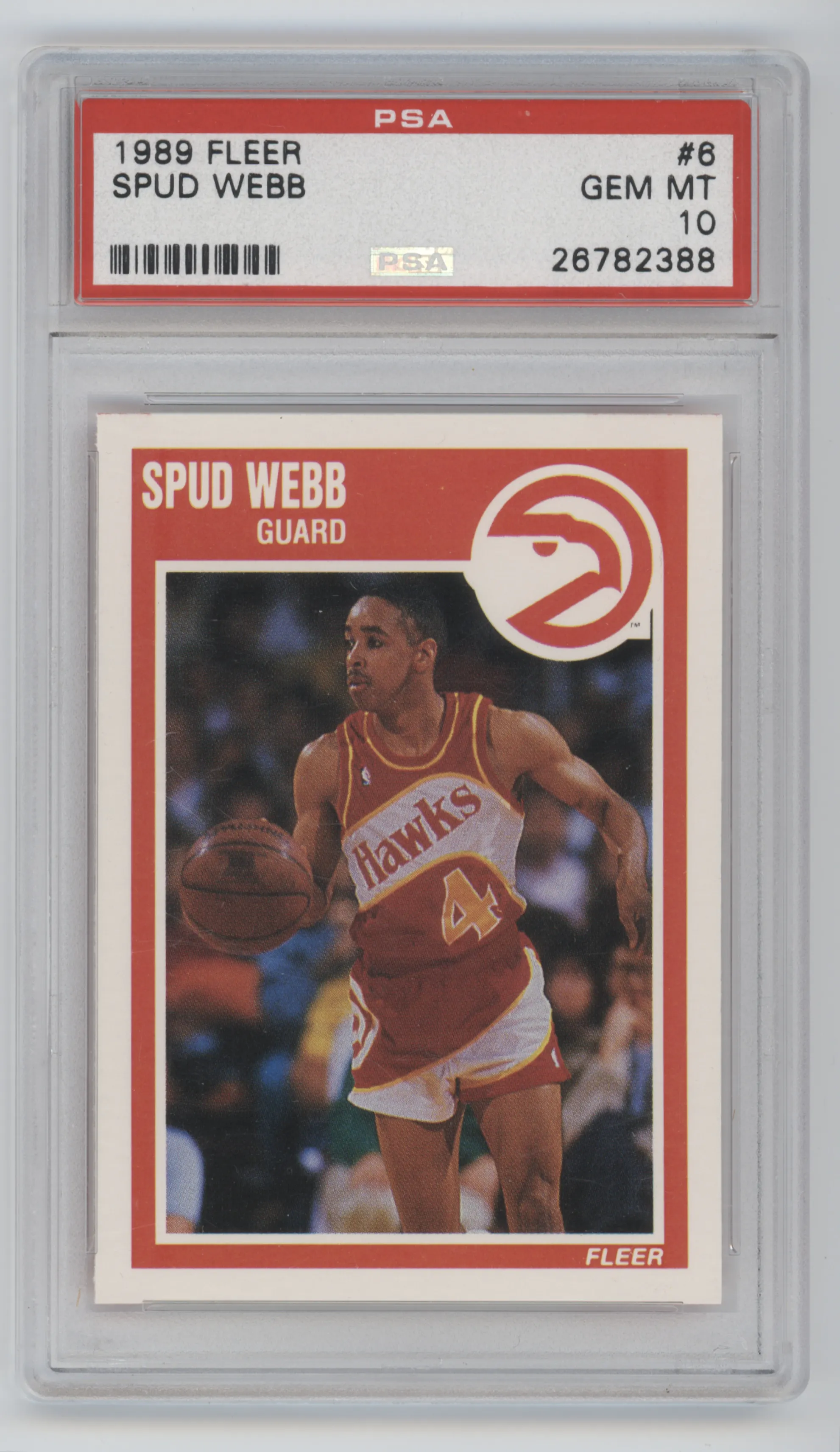 Spud Webb from the 1989-90 Fleer set graded by PSA and given an overall grade of 10.